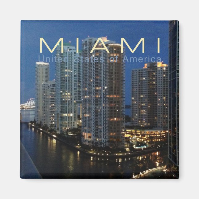 Miami Florida vid Nattresa Foto Fridge Magnet (Framsidan)