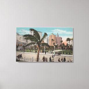 Miami, Florida - View of Bayfront Park & Hotels Canvastryck