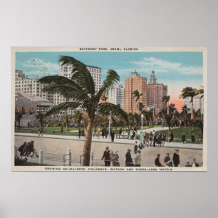 Miami, Florida - View of Bayfront Park & Hotels Poster