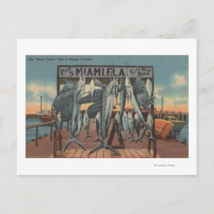 Miami, Florida - View Pier 5 med Caught Fish Vykort