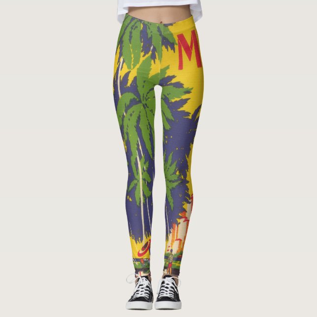 Miami Florida Vintage 1930-tal Deco Leggings (Framsida)