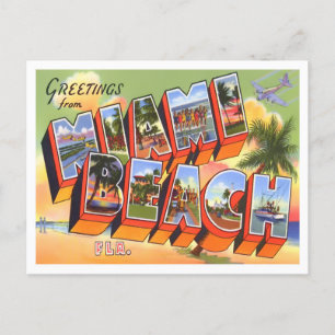 Miami, Florida Vintage Big Brev Postcard Vykort