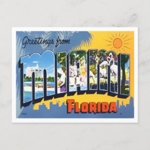 Miami, Florida Vintage Big Brev Postcard Vykort