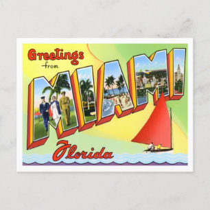 Miami, Florida Vintage Big Brev Postcard Vykort