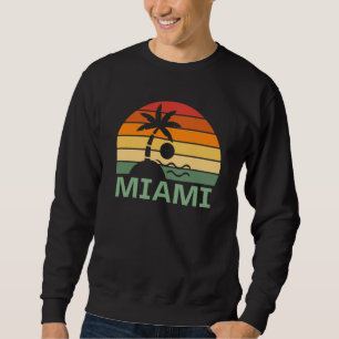 Miami Florida Vintage Handflatan Träd Sommarbuss Lång Ärmad Tröja
