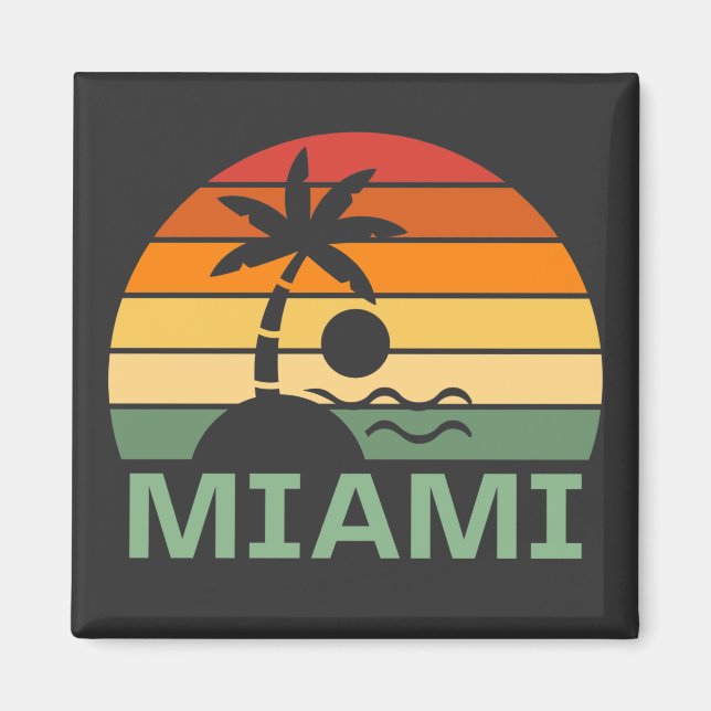Miami Florida Vintage Handflatan Träd Sommarbuss Magnet (Framsidan)