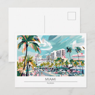 Miami Florida Vintage Konst Illustration Resa Vykort