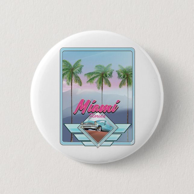 Miami Florida Vintage resemål Knapp (Framsida)