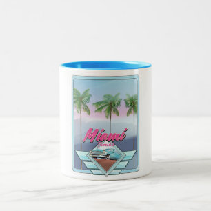 Miami Florida Vintage resor poster Två-Tonad Mugg
