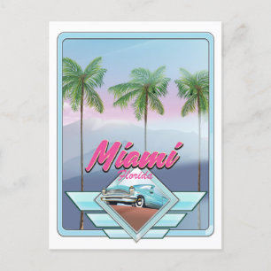 Miami Florida Vintage resor poster Vykort