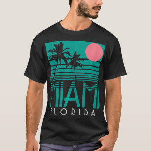 Miami Florida Vintage Retro Handflatan Träd Beach  T Shirt