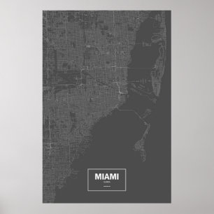Miami, Florida (vit på svart) Poster