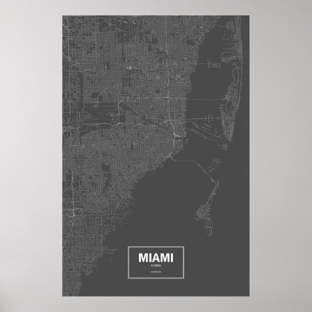 Miami, Florida (vit på svart) Poster (Framsidan)