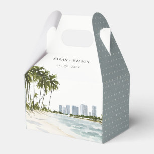 Miami Florida Watercolor Handflatan Landcape Bröll Presentaskar