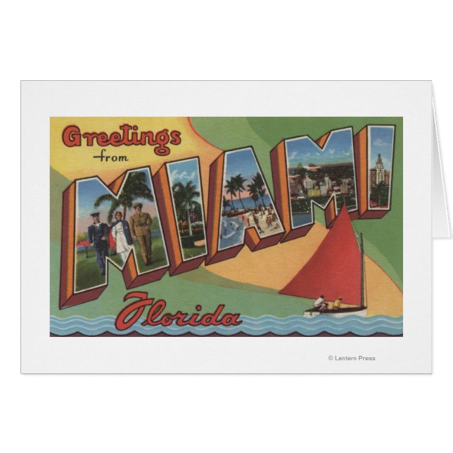 Miami, FloridaLarge Brev ScenesMiami, FL 2 Hälsningskort (Framsidan Horizontal)