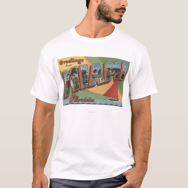 Miami FloridaLarge brev ScenesMiami, FL 2 T-shirt (Framsida)