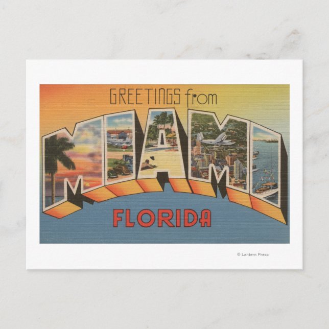 Miami, FloridaLarge Brev ScenesMiami, FL Vykort (Framsida)