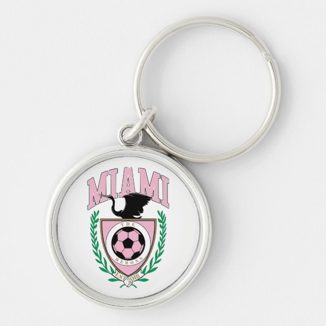Miami fotboll varsity stil  rund silverfärgad nyckelring (Framsidan)