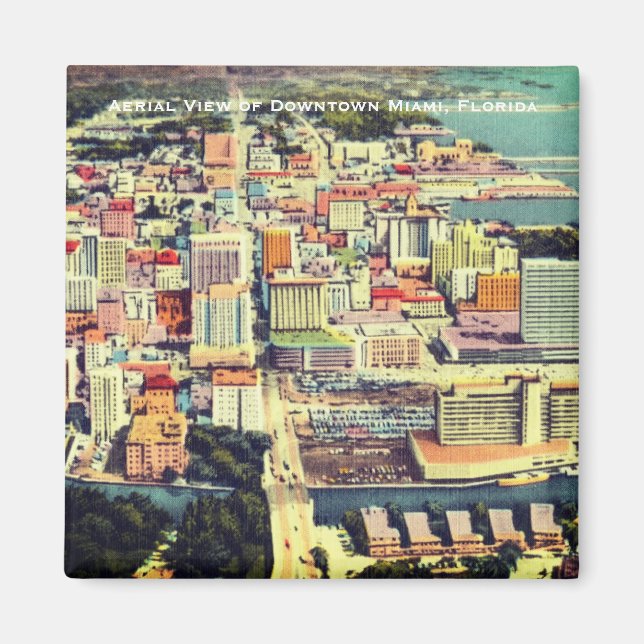 Miami från 1960-talet (Downtown, Brickell) Florida Magnet (Framsidan)