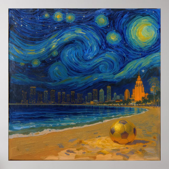 Miami Golden Shore Fotboll Fint  Poster (Framsidan)