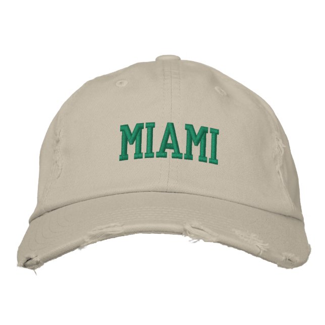 MIAMI Grönt Embroidery Vintage Stil Broderad Keps (Framsida)
