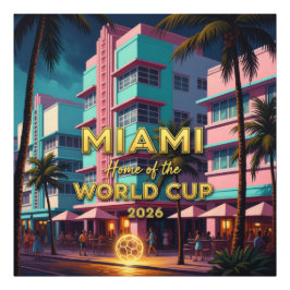 Miami Hem  VM 2026 ArtDeco Fotboll Natt Fototryck