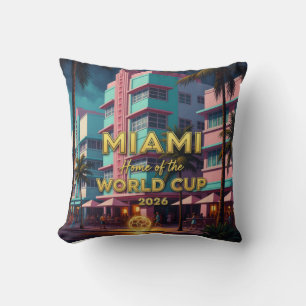 Miami Hem VM 2026 ArtDeco Fotboll Natt Kudde