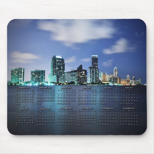 Miami horisont på natten med kalender 2011 musmatta (Framsidan)