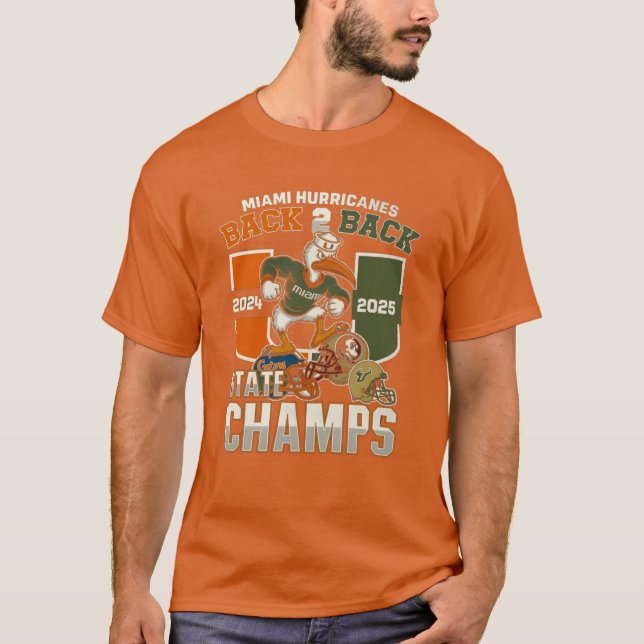 Miami Hurricanes back to back 2025 friend T Shirt (Framsida)