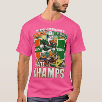 Miami Hurricanes Svart Back 2 Back State Champs t- T Shirt
