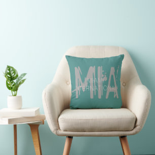 Miami Internationell flygplats Grunge Typography Kudde