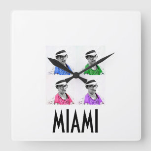 ~Miami Izzy~ MIAMI VICE IZZY POP ART WALLCLOCK! Fyrkantig Klocka