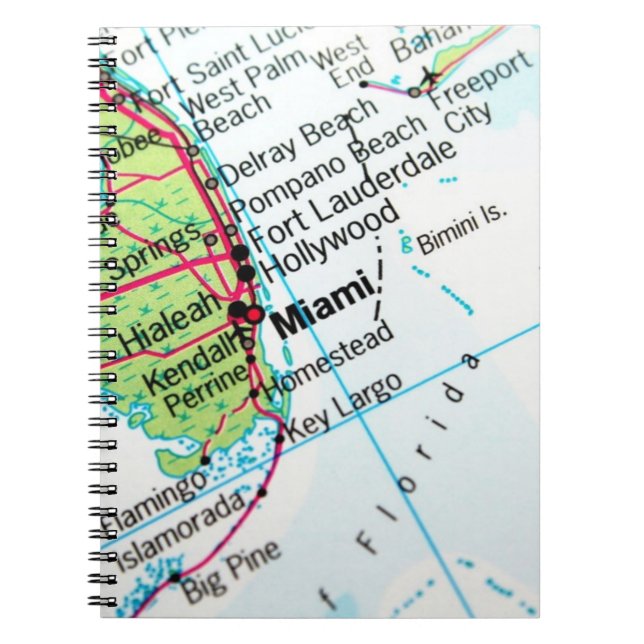 Miami karta anteckningsbok med spiral (Framsidan)