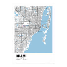 Miami Karta Poster - Miami Black Karta