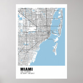 Miami Karta Poster - Miami Black Karta