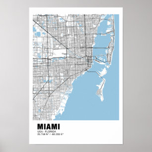 Miami Karta Poster - Miami Black Karta
