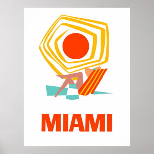 Miami, kvinna solbadade under sol poster