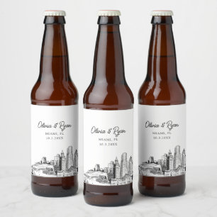 Miami Landmarks Personlig Beer Label Ölflaska Etikett