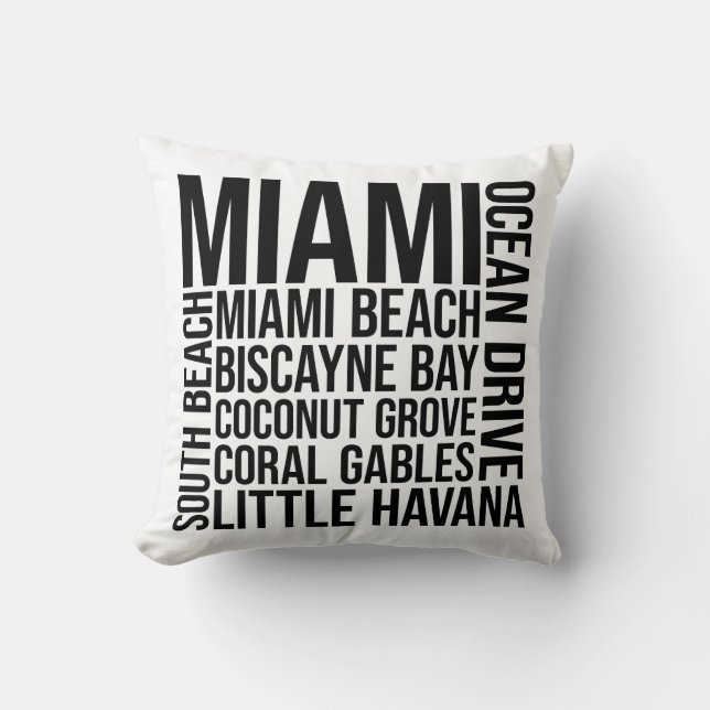 Miami Landmarks Typography - Florida Ord Art Kudde (Framsida)