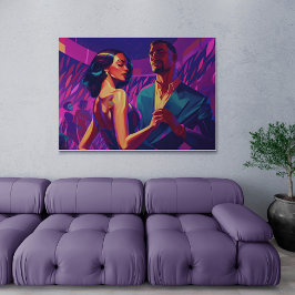Miami Latos Salsa Dancing vid nattmålning Poster