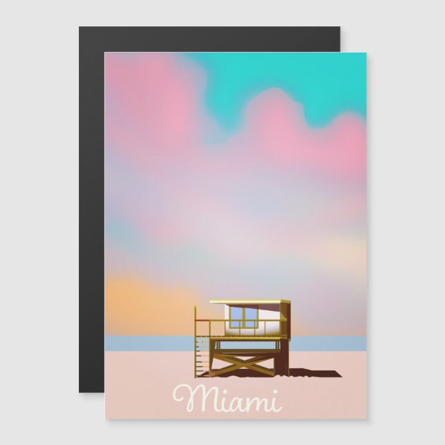 Miami Lifeguard Travel-affisch (Fram/baksida)
