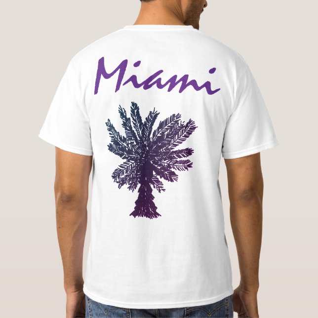 Miami Lila Handflatan Träd sommar Vacation Cruise T Shirt (Baksida)