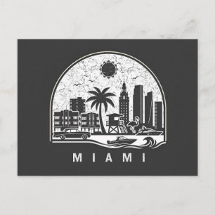Miami Magi - Klassisk Strand Stadssiluett Meddelande Vykort