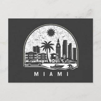 Miami Magi - Klassisk Strand Stadssiluett Meddelande Vykort