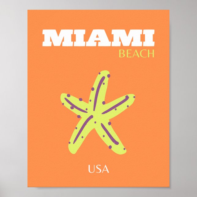 Miami, Miami Beach, Florida, Preppy, Orange Poster (Framsidan)