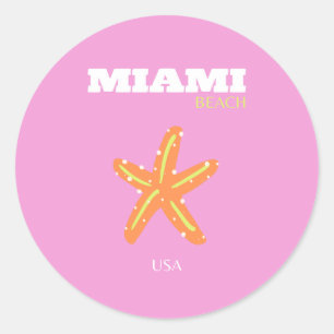 Miami, Miami Beach, Florida, Preppy, Rosa, Orange Runt Klistermärke