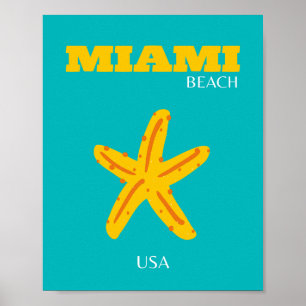 Miami, Miami Beach, Preppy Room, Travel Art, Retro Poster