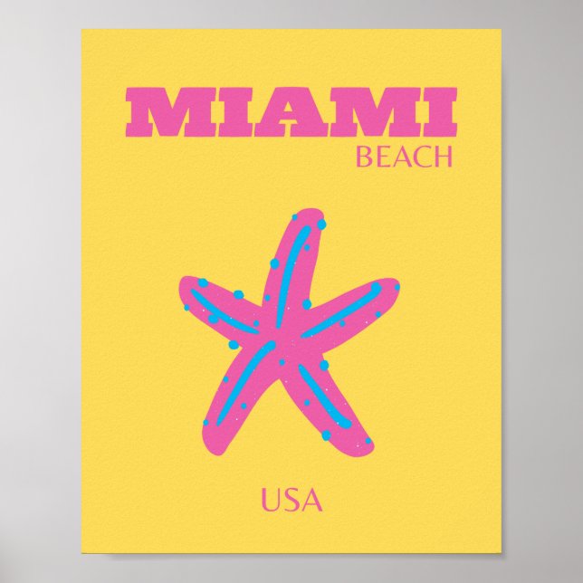 Miami, Miami Beach, Travel Art Poster (Framsidan)