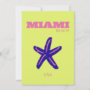 Miami, Miami Beach, Travel Art, Preppy Julkort