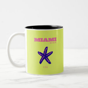 Miami, Miami Beach, Travel Art, Preppy Två-Tonad Mugg